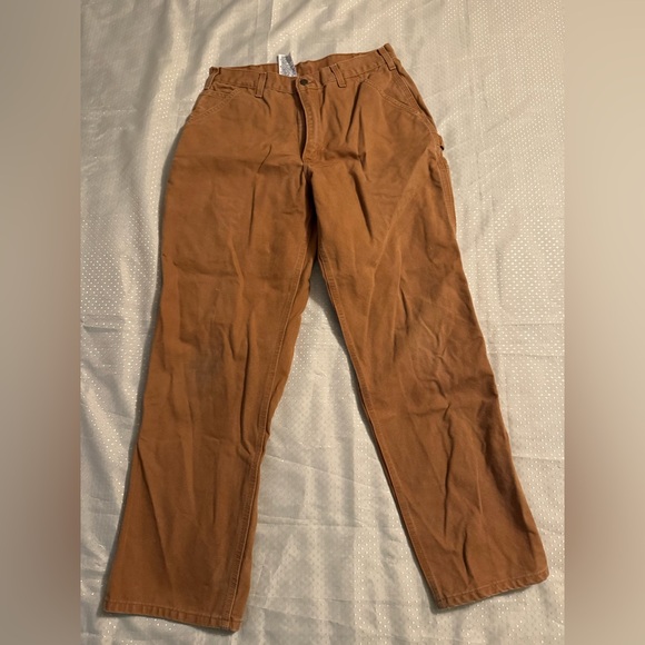 CARHARTT B11 BRN Men's 34x32 Dungaree Fit Canvas Carpenter Brown Pants - Picture 2 of 10